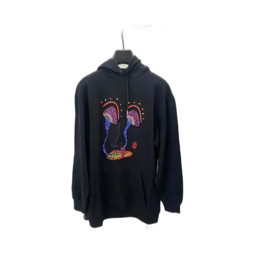 Hoodie In Cotton Fleece With Artist Embroidery