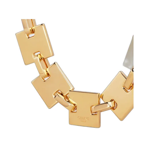Square Necklace In Brass With Gold Finish