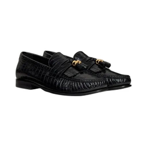 Luco Loafer With Triomphe Tassels In Crocodile Stamped Calfskin