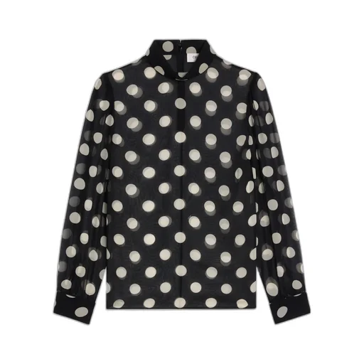 Blouse With Overturned Collar In Silk Georgette