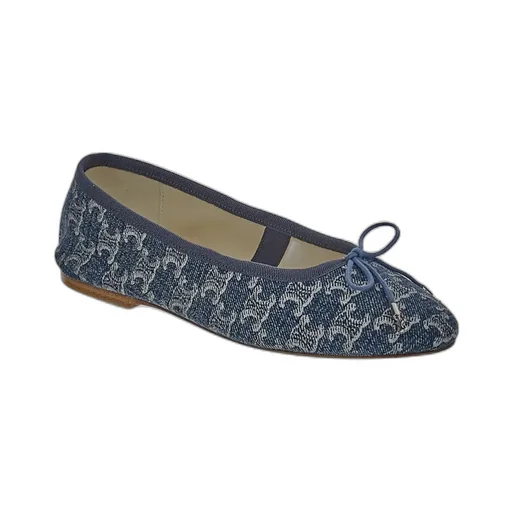 Les Ballerines With Triomphe Laces In Triomphe Stamped Denim