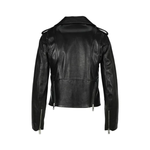 Long-Sleeved Leather Jacket