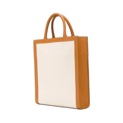 Small Vertical Cabas In Canvas With Celine Print And Calfskin
