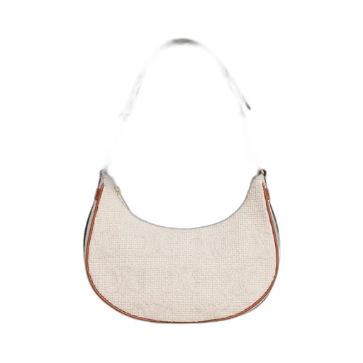 Medium Ava Strap Bag In Textile With Triomphe Crochet Embroidery