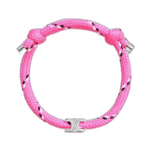 Triomphe Beach Bracelet In Polyester And Brass With Rhodium Finish