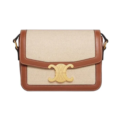 Teen Triomphe Bag In Textile And Calfskin