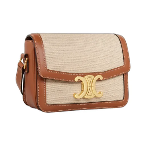 Teen Triomphe Bag In Textile And Calfskin