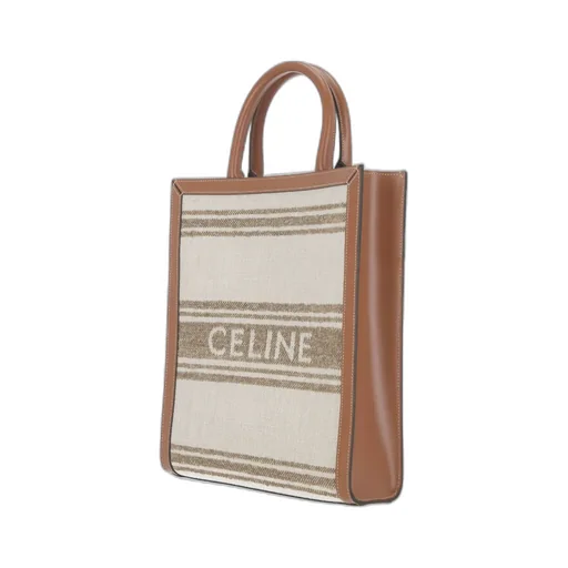 Small Vertical Cabas Celine In Striped Textile With Celine Jacquard And Calfskin