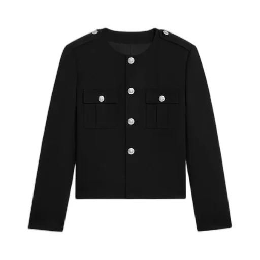 Military Jacket In Diagonal Wool