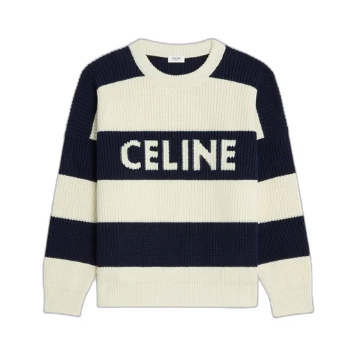 Oversized Sweater In Striped Cotton