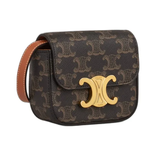 Mini Claude Shoulder Bag In Triomphe Canvas And Calfskin
