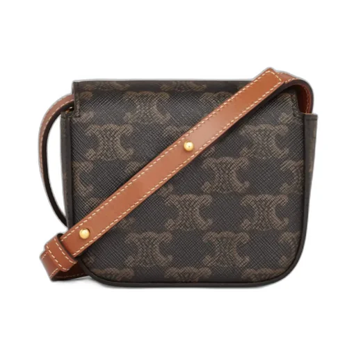 Mini Claude Shoulder Bag In Triomphe Canvas And Calfskin