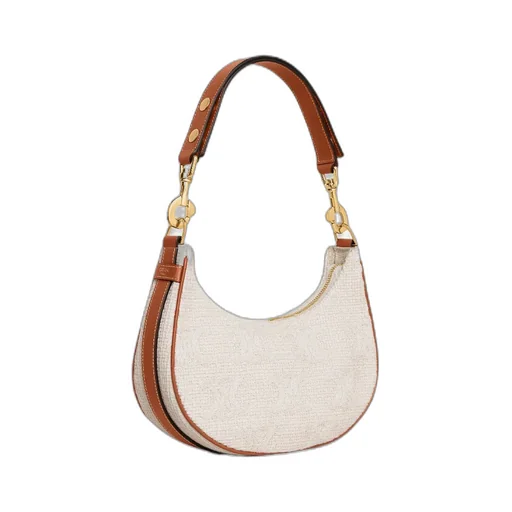 Medium Ava Strap Bag In Textile With Triomphe Crochet Embroidery