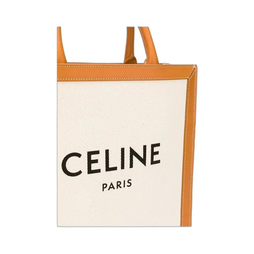 Small Vertical Cabas In Canvas With Celine Print And Calfskin