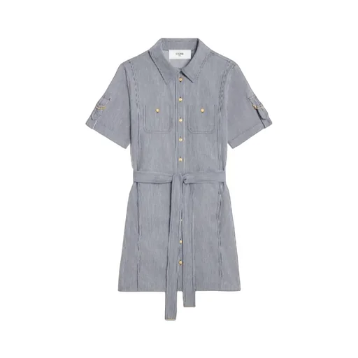 Trapeze Mini Dress In Striped Cotton