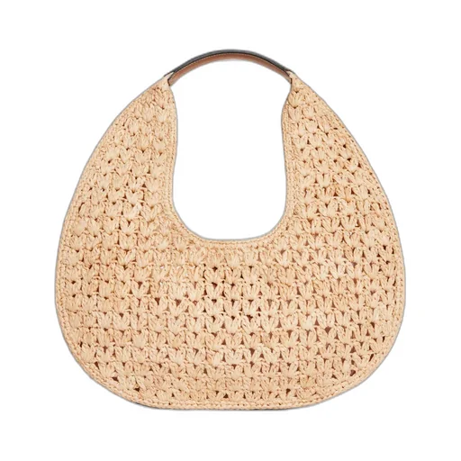 Classic Panier Hobo Bag In Raffia And Calfskin