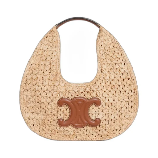 Classic Panier Hobo Bag In Raffia And Calfskin