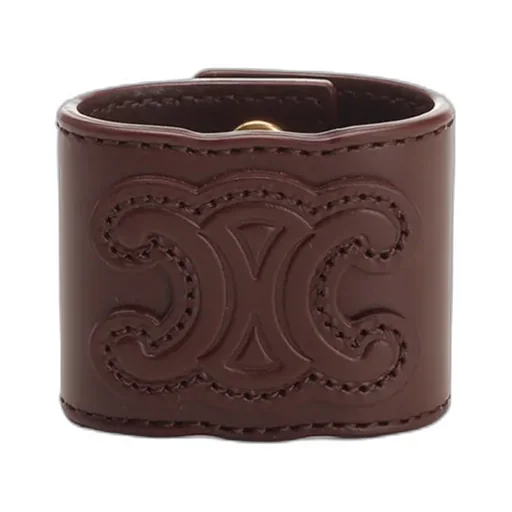 Triomphe Hair Cuff In Calfskin And Brass With Gold Finish