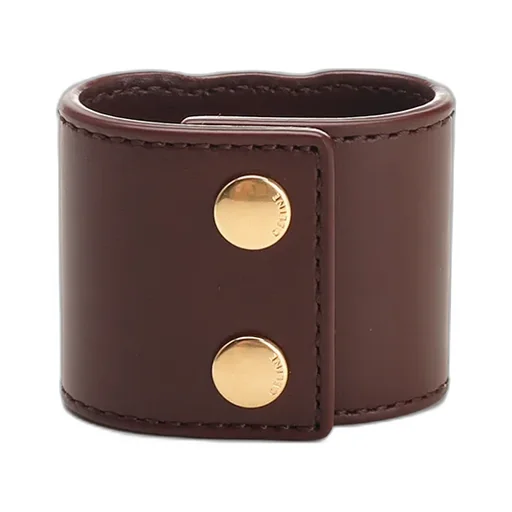 Triomphe Hair Cuff In Calfskin And Brass With Gold Finish