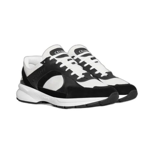 Runner Cr-03 Low Lace-Up Sneaker In Mesh, Calfskin And Suede Calfskin