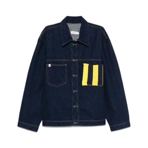Knitted-Patch Denim Jacket