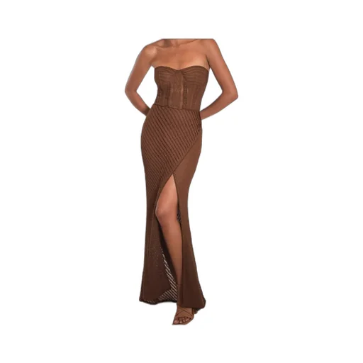 Strapless Mesh Maxi Dress