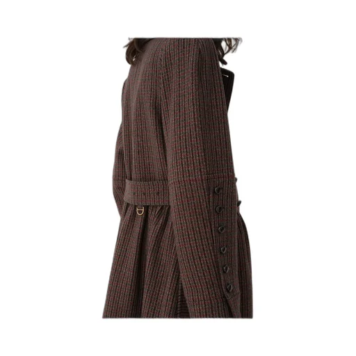 Double-Breasted Houndstooth Riding Coat