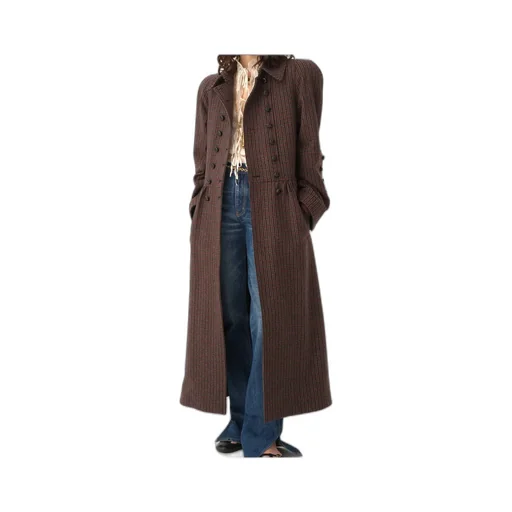 Double-Breasted Houndstooth Riding Coat