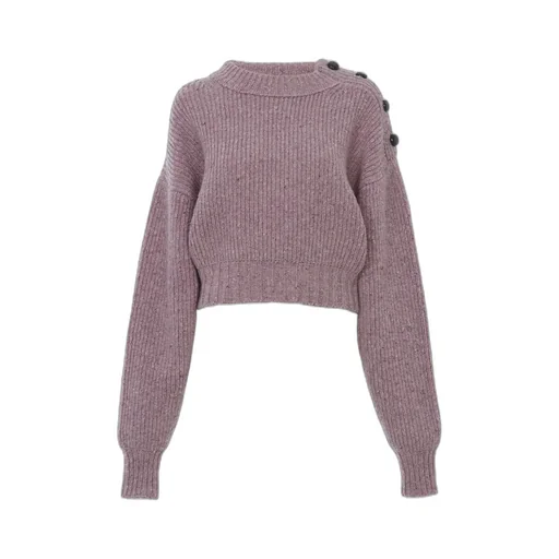 Mock-Neck Cropped Knit Jumper