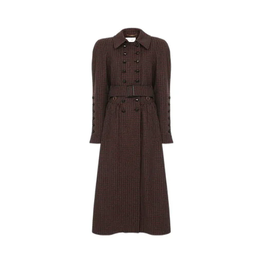 Double-Breasted Houndstooth Riding Coat
