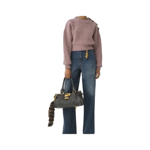 Mock-Neck Cropped Knit Jumper