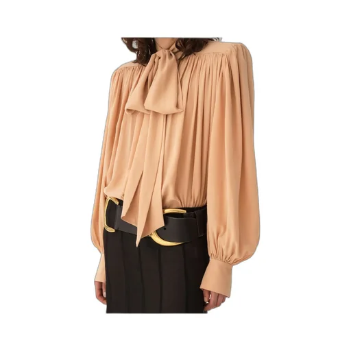 Long-Sleeve Blouse With Bow Tie