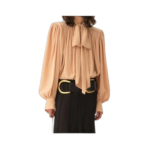 Long-Sleeve Blouse With Bow Tie