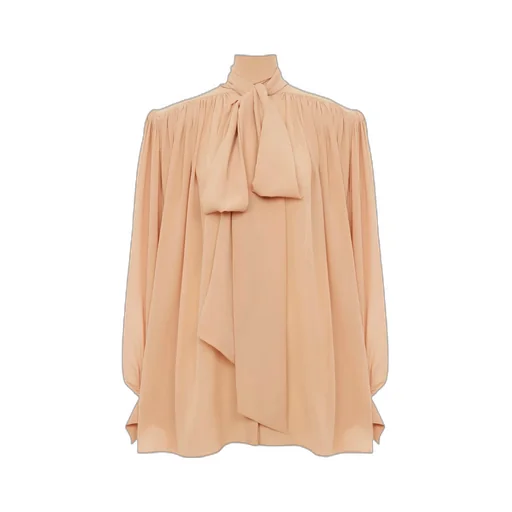Long-Sleeve Blouse With Bow Tie