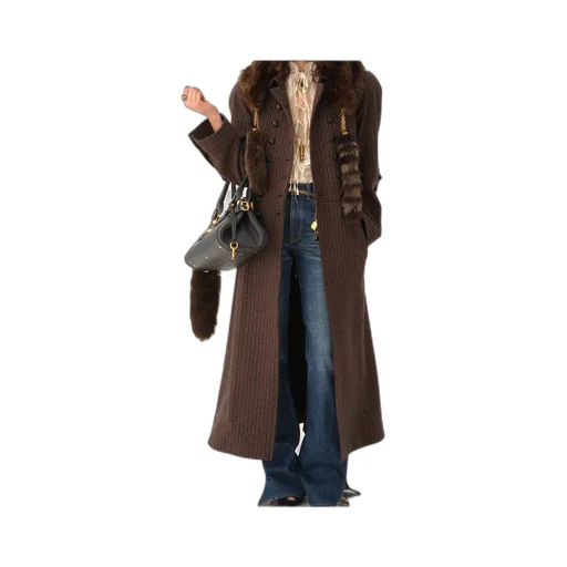 Double-Breasted Houndstooth Riding Coat