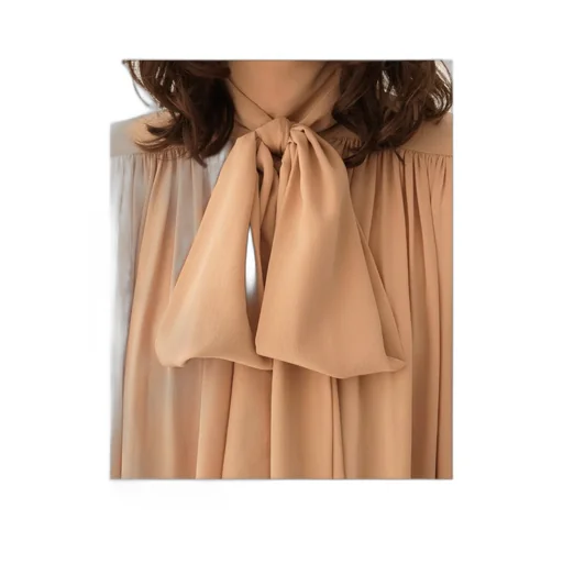 Long-Sleeve Blouse With Bow Tie