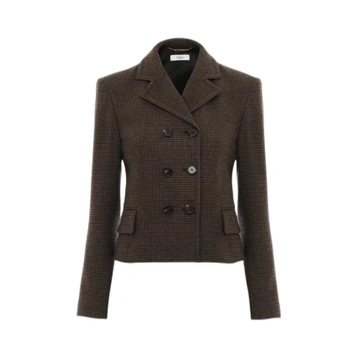 Double-Breasted Houndstooth Jacket