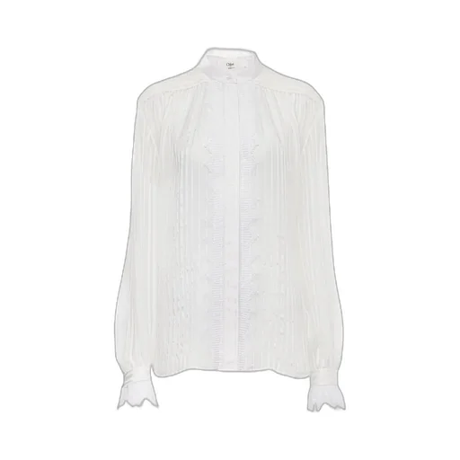 Lace-Trimmed Pleated Shirt