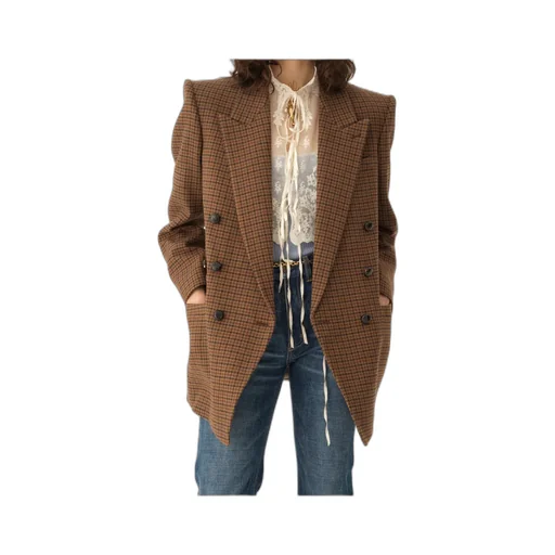 Houndstooth Double-Breasted Tailored Jacket
