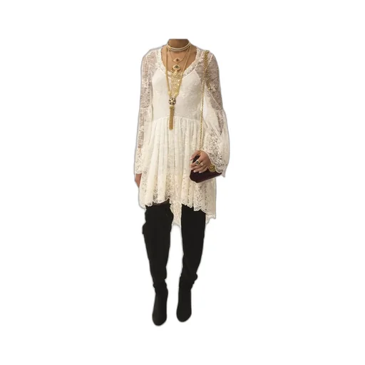 Lace Bell-Sleeve Mini Dress