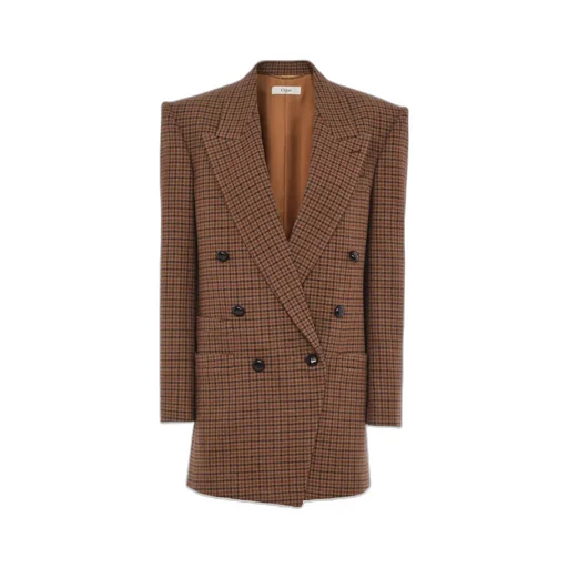 Houndstooth Double-Breasted Tailored Jacket