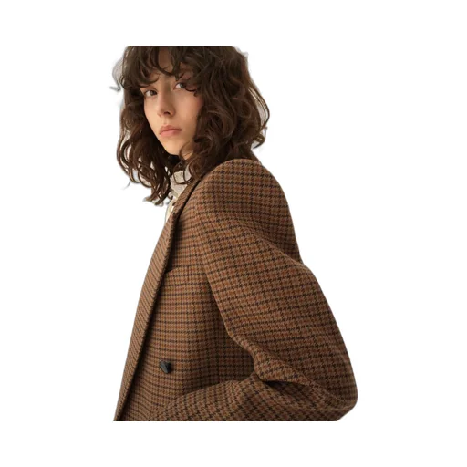 Houndstooth Double-Breasted Tailored Jacket
