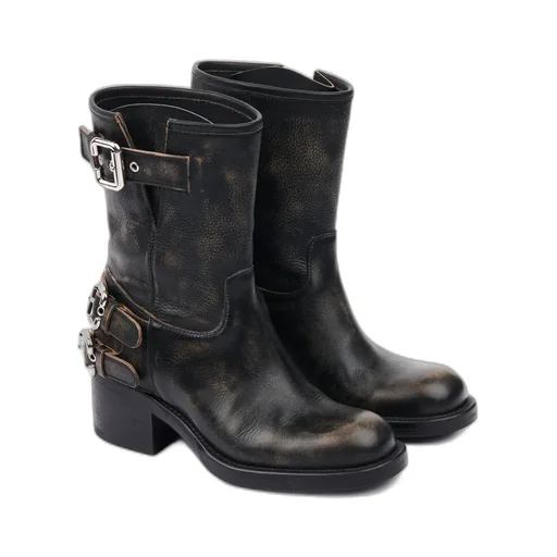 60Mm Leather Biker Boots