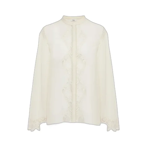 Lace-Trim Fluid Blouse
