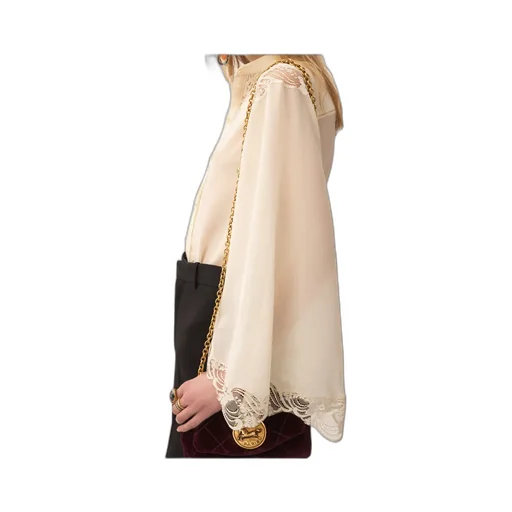 Lace-Trim Fluid Blouse