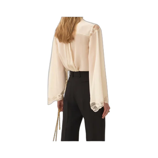 Lace-Trim Fluid Blouse
