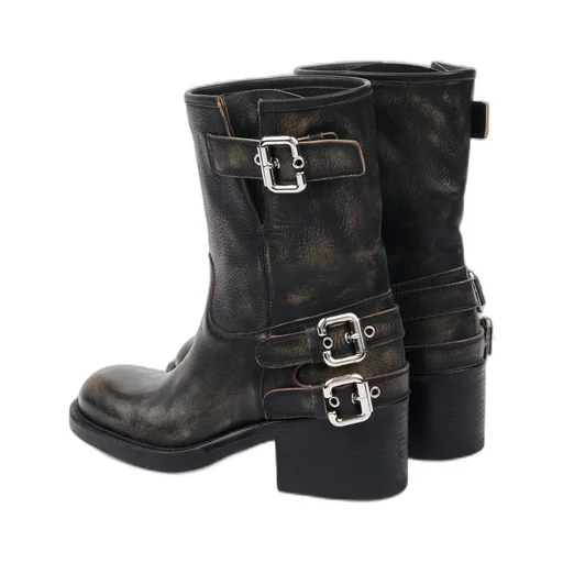 60Mm Leather Biker Boots
