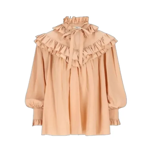 Tied-Neck Ruffled Blouse