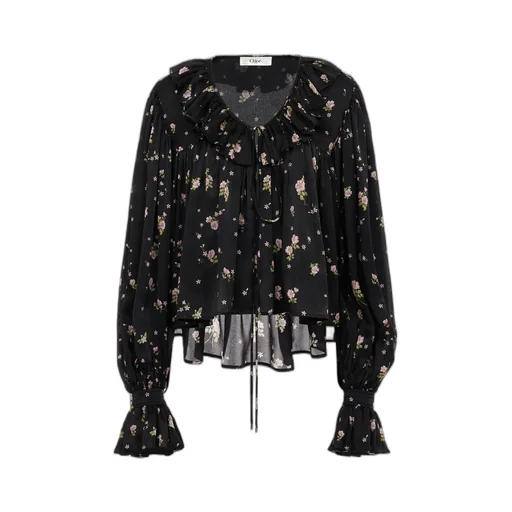 Ruffled Floral Print Blouse