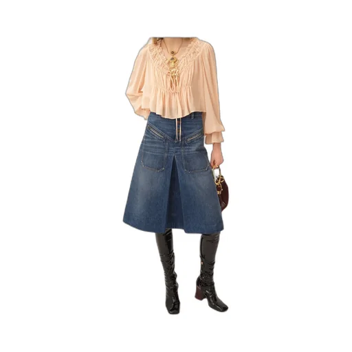 Knee-Length Denim Skirt
